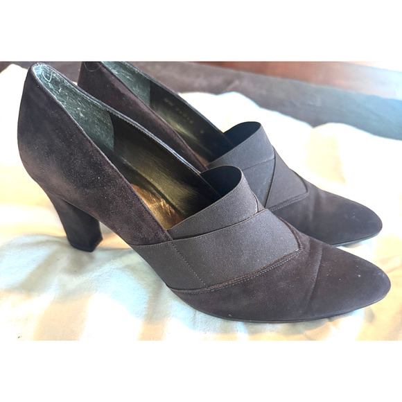 STUART WEITZMAN brown suede heels pumps dress shoes size 8 stretchy top - Picture 1 of 9
